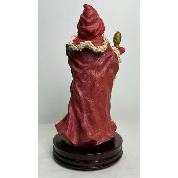 Vtg Musical Santa Figurine Wooden Base 12" Tall O Tannenbaum Wind Up Red Cape - Picture 6 of 16